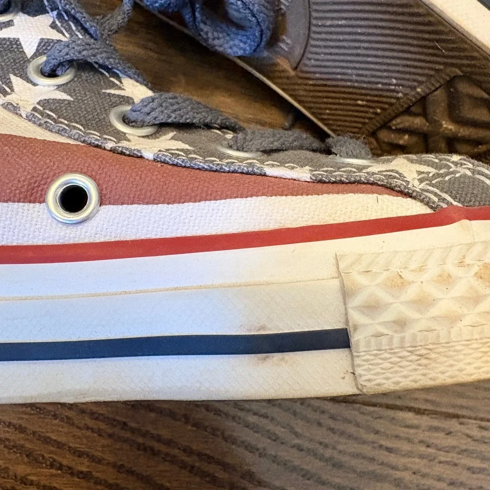 Converse All Star High Top Sneakers Kids Size 13 American Flag Print Zip Closure